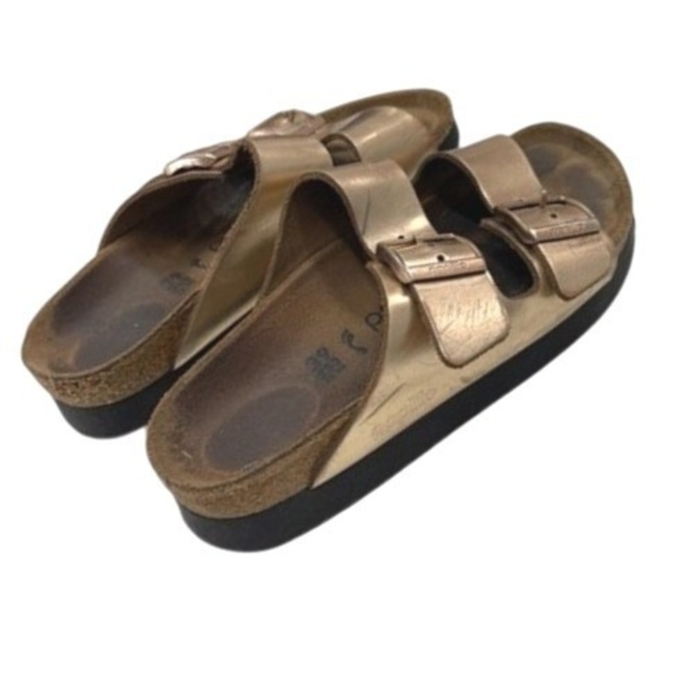 Papillio Birkenstock Arizona Platform Sandals Rose Gold Womens 39 8 8.5 REPAIR